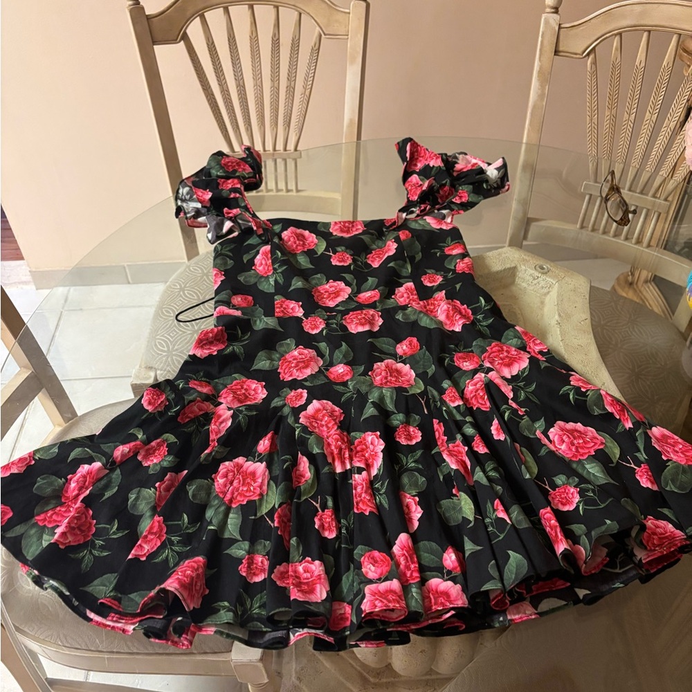 Alice + Olivia Black and Pink Floral Mini Dress